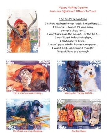 Christmas card set - 5 of each dog image-total 25 cards