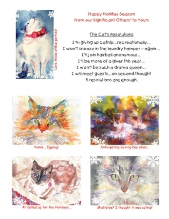 Christmas card set - 5 of each cat image-total 25 cards